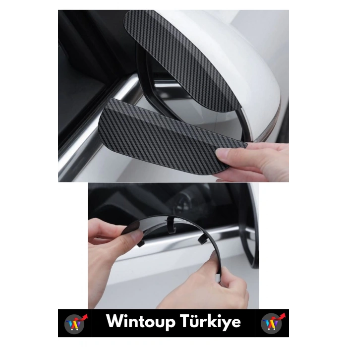 Premium Yüksek Kaliteli Otomobil Ayna Yağmur Koruyucu Karbon Desenli Otomobil Yan Ayna Siper 2 Çift