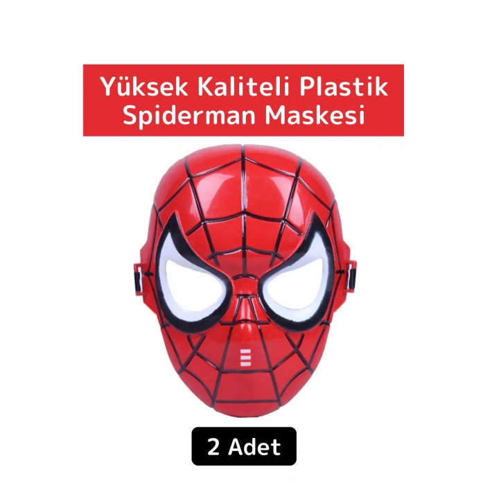 Premium Yüksek Kaliteli Plastik Eğlenceli Spiderman Figür Unisex Örümcek Adam Maskesi 2 Adet