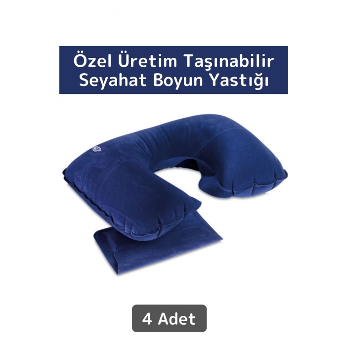 Premium Yüksek Kaliteli Portable Şişirilebilir Taşınabilir Yolcu Seyahat Ense Boyun Yastığı 4 Adet