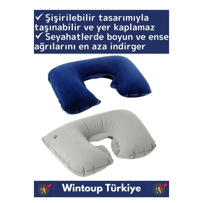 Premium Yüksek Kaliteli Portable Şişirilebilir Taşınabilir Yolcu Seyahat Ense Boyun Yastığı 2 Adet