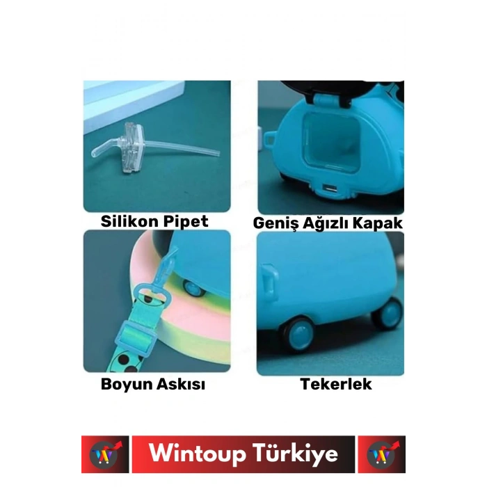 Premium Yüksek Kaliteli Sızdırmaz Su Matarası Sevimli Uğur Böceği Askılı Suluk Matara 550 Ml