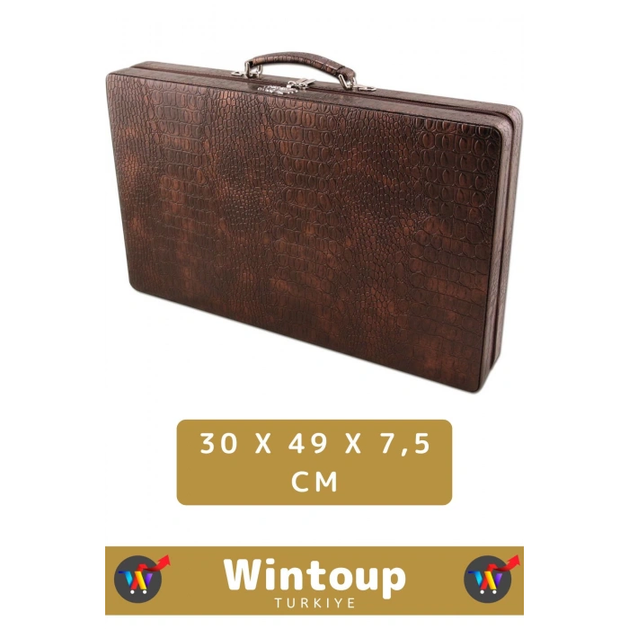 Premium Yüksek Kaliteli Tam Suni Deri Kaplama Fermuarlı Çantalı Akrilik Pullu Büyük Boy Tavla Takımı