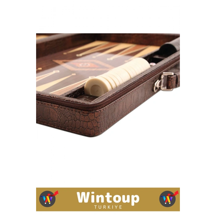 Premium Yüksek Kaliteli Tam Suni Deri Kaplama Fermuarlı Çantalı Akrilik Pullu Büyük Boy Tavla Takımı