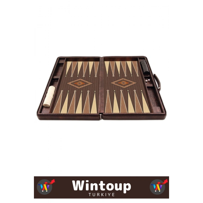 Premium Yüksek Kaliteli Tam Suni Deri Kaplama Fermuarlı Çantalı Akrilik Pullu Orta Boy Tavla Takımı