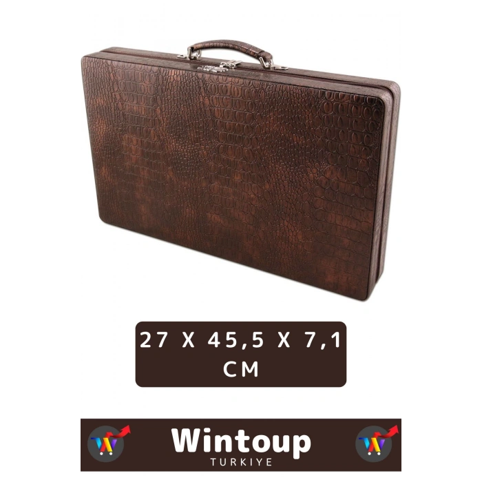 Premium Yüksek Kaliteli Tam Suni Deri Kaplama Fermuarlı Çantalı Akrilik Pullu Orta Boy Tavla Takımı