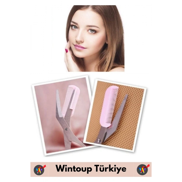 Premium Yüksek Kaliteli Yüz Kaş Bakım Makası Taraklı Kaş Kesme Düzeltme Şekillendirme Makası 2 in 1