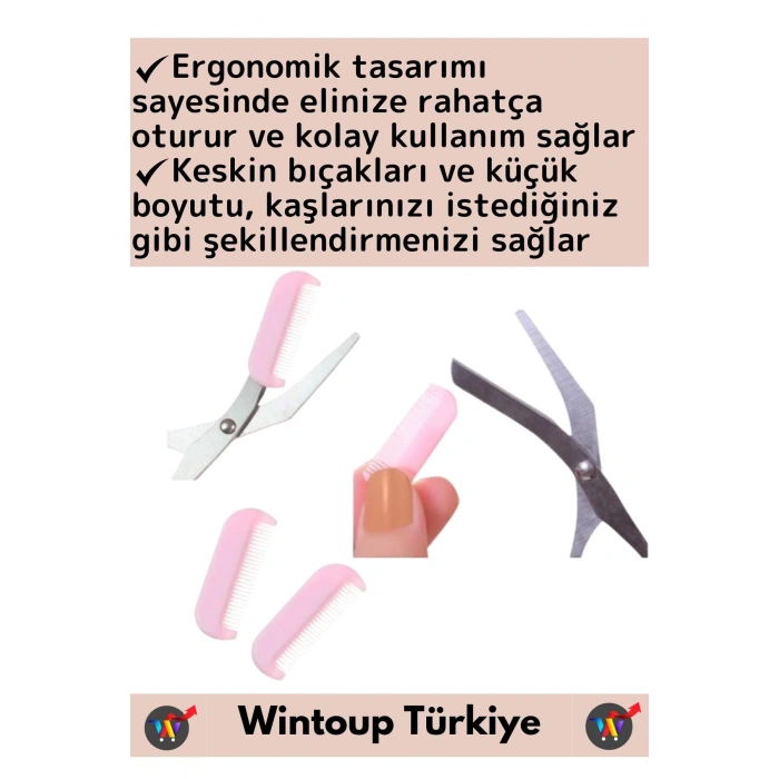 Premium Yüksek Kaliteli Yüz Kaş Bakım Makası Taraklı Kaş Kesme Düzeltme Şekillendirme Makası 2 in 1