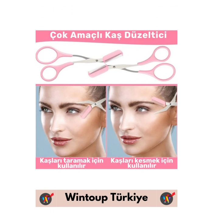 Premium Yüksek Kaliteli Yüz Kaş Bakım Makası Taraklı Kaş Kesme Düzeltme Şekillendirme Makası 2 in 1