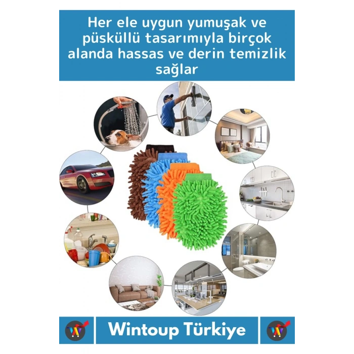 Premium Yumuşak Esnek Mikrofiber Oto Araç İç Dış Elektronik Otomobil Yıkama Temizleme Eldiveni 1Adet