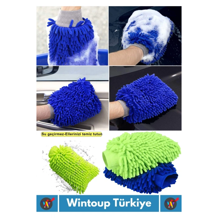 Premium Yumuşak Esnek Mikrofiber Oto Araç İç Dış Elektronik Otomobil Yıkama Temizleme Eldiveni 2Adet