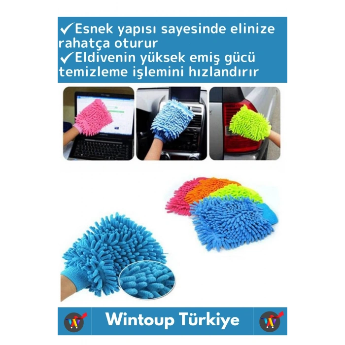 Premium Yumuşak Esnek Mikrofiber Oto Araç İç Dış Elektronik Otomobil Yıkama Temizleme Eldiveni 1Adet