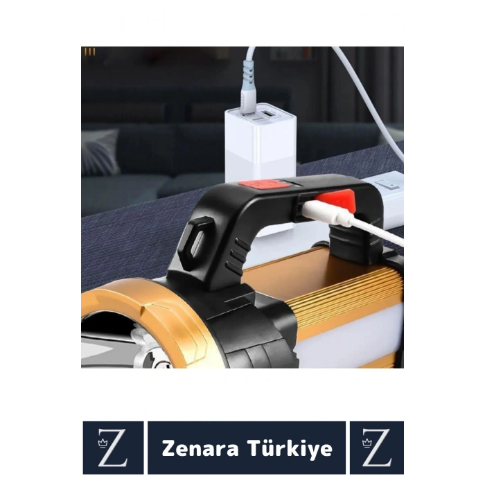 Profesyonel Kamp Avcı Güvenlik Deprem 6 Modlu 1000 Lümen Güçlü Beyaz Işık Şarjlı Projektör El Feneri