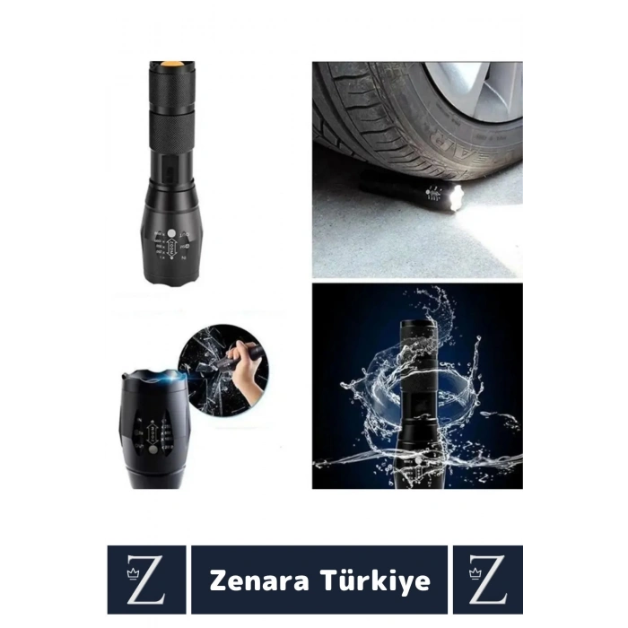 Profesyonel Kamp Avcı Güvenlik Okul Deprem Balıkçı Güçlü Işık 3 Mod Aydınlatma Şarjlı Mini EL FENERİ