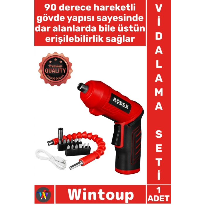 #Vidalama 3.6V Lityum İyon 11 Parça Aksesuarı 90 Derece Hareketli Gövde Kompakt Güçlü Akülü Vidalama
