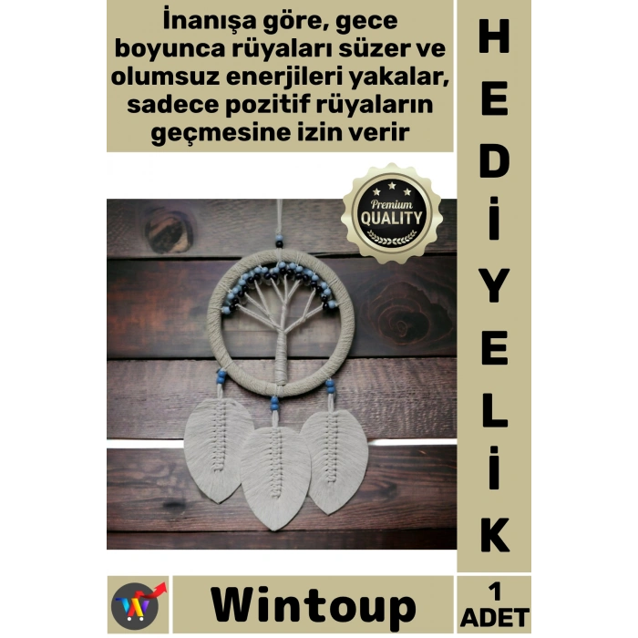 Rüya Kovan Hayat Ağacı Dream Catcher Ekru