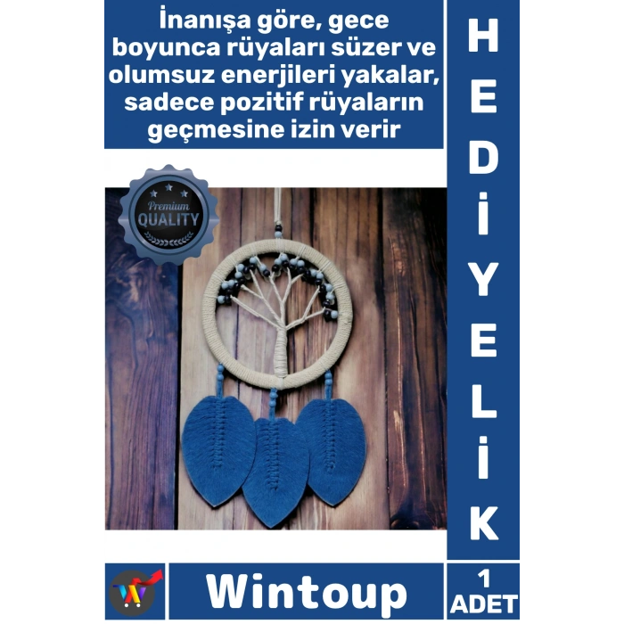 Rüya Kovan Hayat Ağacı Dream Catcher Mavi