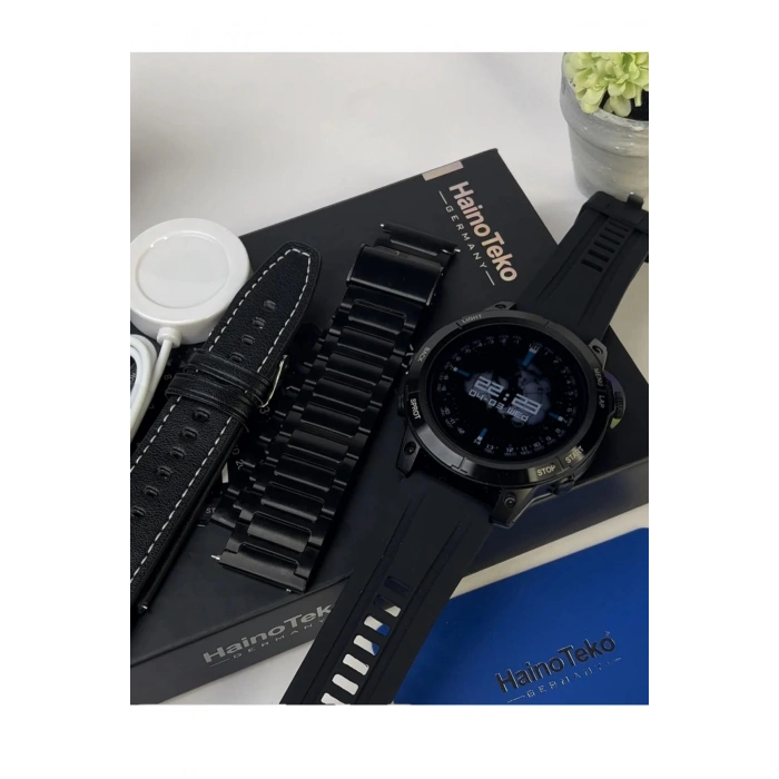 RW 46 Large Amoled Sport Watch With Torch Black Edition Wireless Charge 3 Strap Premium Series