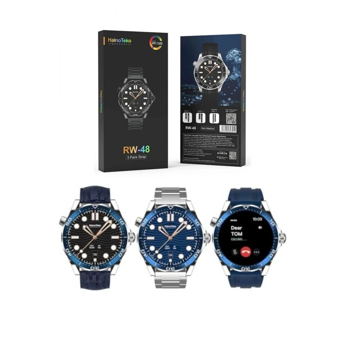 RW 48 Classic Series Amoled Ekran Watch With 3 Strap