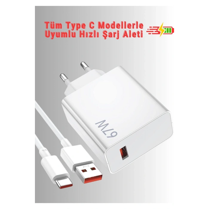 Samsung Galaxy Note 20 Ultra Uyumlu 67 Watt Type C Hızlı Şarj Cihazı