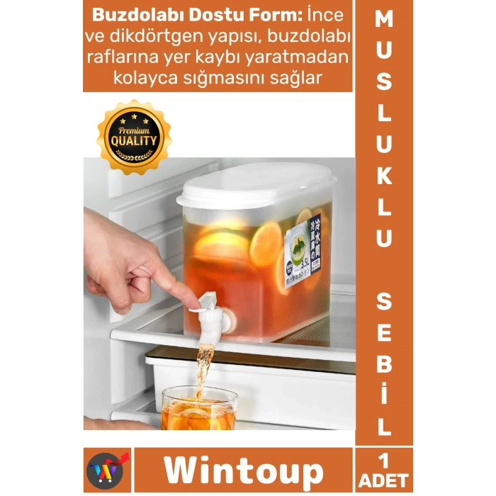 #Sebil Şeffaf Hazne Sağlıklı Pratik Tasarım Musluklu İçecek Sebili Buzdolabı Uyumlu 3.5 Litre