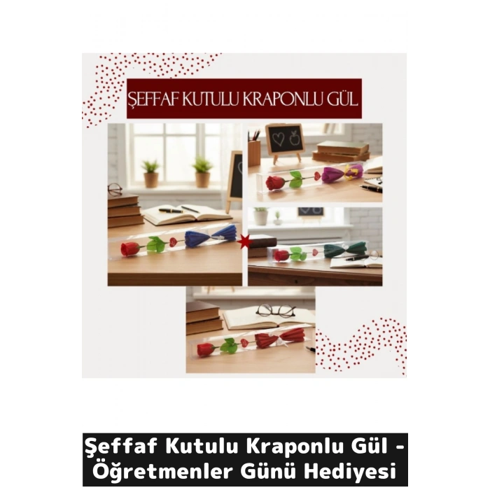Şeffaf Kutulu Kraponlu Gül - Öğretmenler Günü Hediyesi