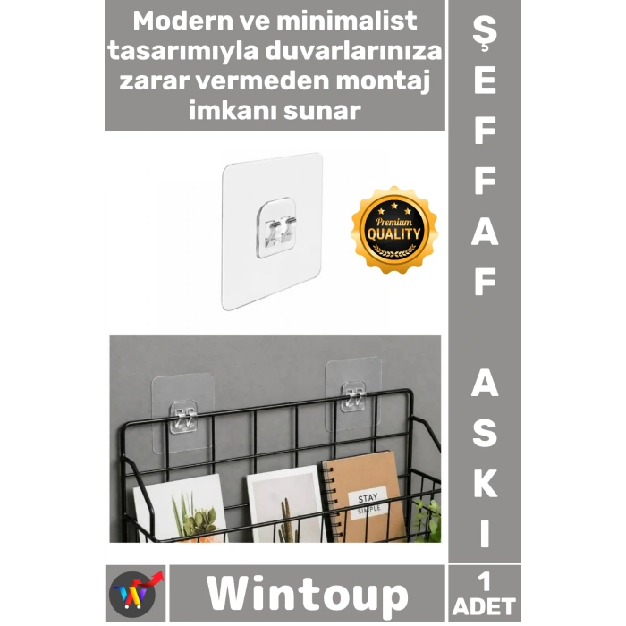 #Askı Mutfak Banyo Güçlü Askı Şeffaf Yapışkanlı Duvar Askısı Çift Kancalı Pratik Düzenleyici Askı
