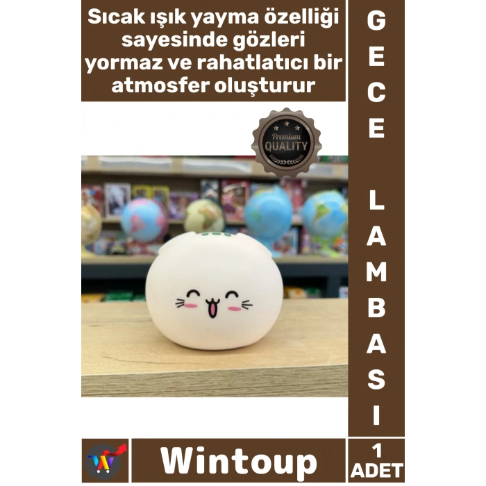 Sevimli Kedi Temalı Dokunmatik Gece Lambası