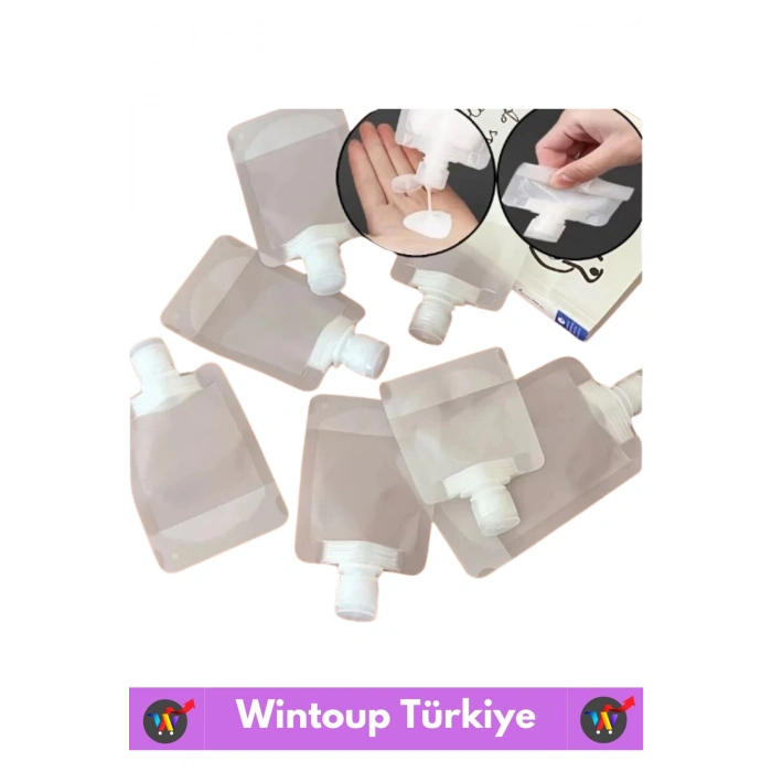 Seyahat Tipi Çanta Boy Sızdırmaz Yıkanıp Tekrar Kullanılabilir Krem Losyon Şampuan Kabı 100 Ml 5Adet