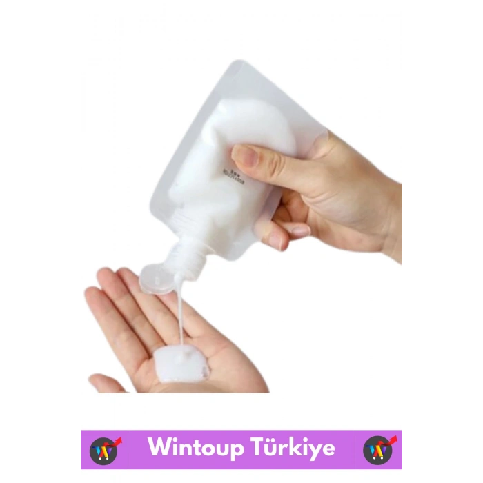 Seyahat Tipi Çanta Boy Sızdırmaz Yıkanıp Tekrar Kullanılabilir Krem Losyon Şampuan Kabı 100 Ml 10 Ad