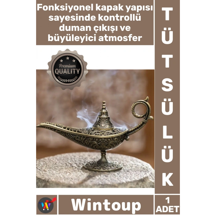 #Tütsülük Osmanlı Tarzı Nostaljik Metal Döküm Buhurdanlık Dekoratif Sihirli Lamba Tasarımlı Tütsülük