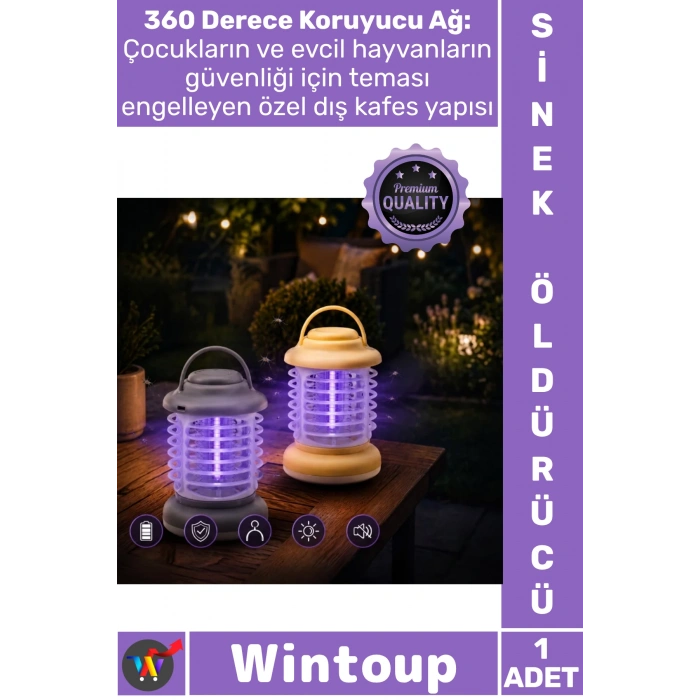 #Sineklik Taşınabilir Sessiz Güvenli 360° Korumalı Şarjlı Fener Şık Kamp Tipi UV Işıklı Sinek Kovucu