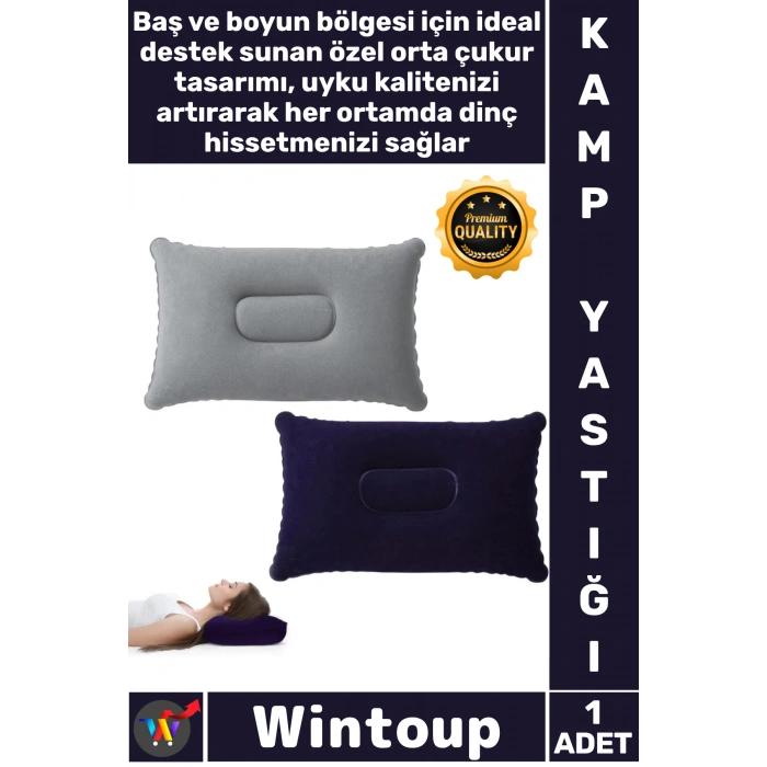 #KampYastığı Portatif Boyun Destekli Seyahat Tipi Ergonomik Kadife Yüzey Şişme Kamp Yolculuk Yastığı