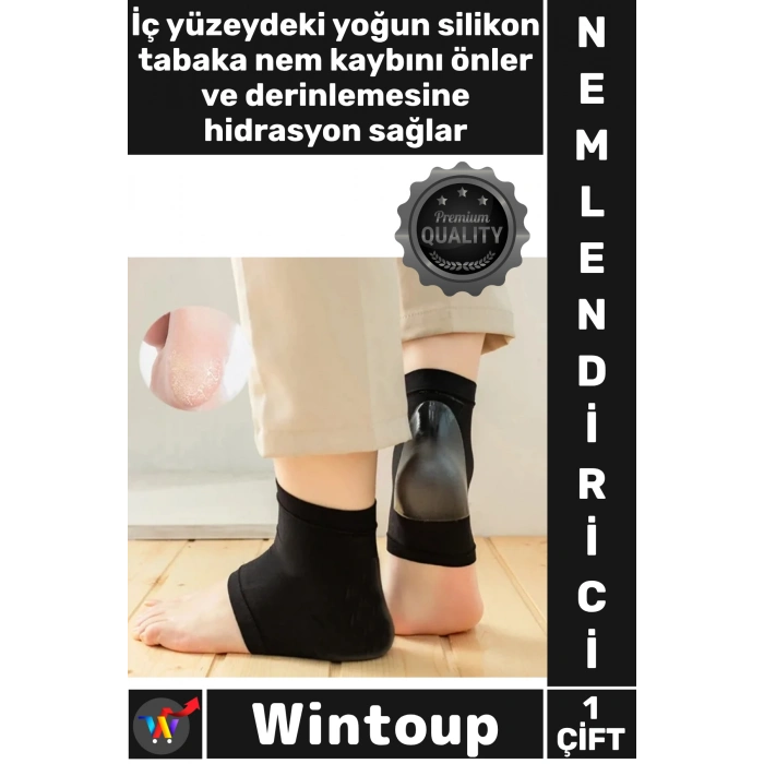 #Çorap Çatlak Giderici Topuk Koruyucu Yumuşatıcı Nem Tutucu Siyah Silikon Topuk Nemlendirici Çorap
