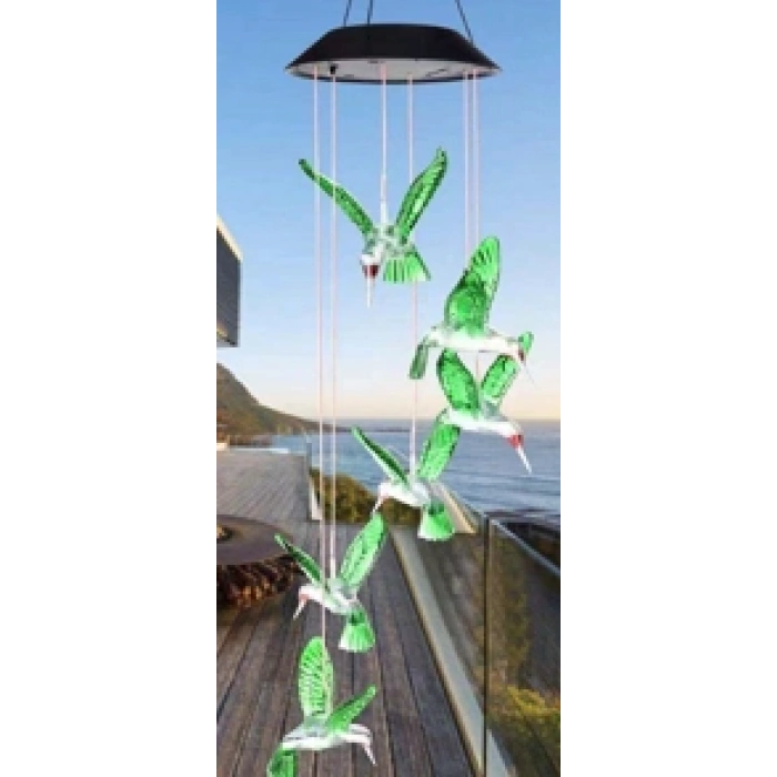 Solar Led Işıklı Kuşlu Bahçe Dekoru 6 Ledli,Renkli Işık