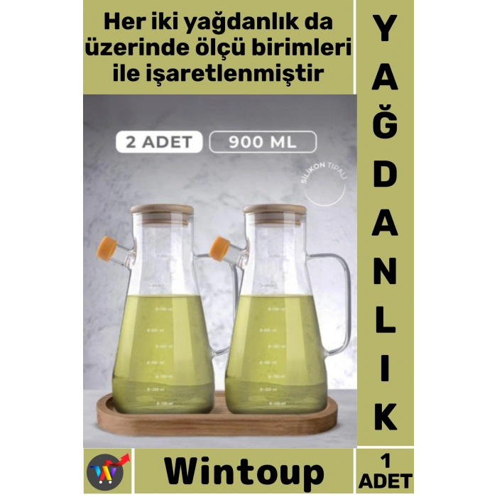 Standlı 2li Cam Yağdanlık
