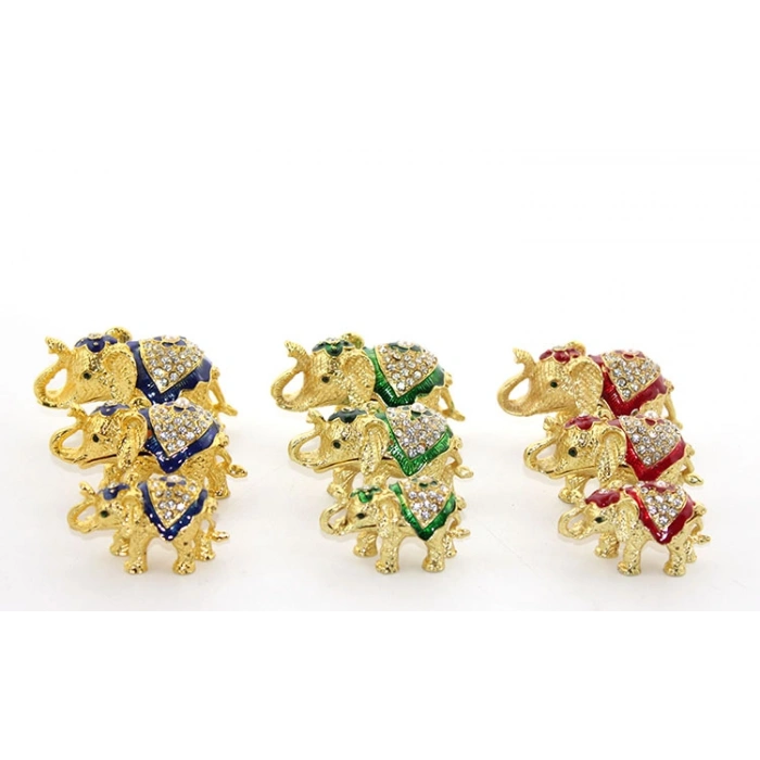 Swarovski Taşlı 3lü Fil Figürü Model 1