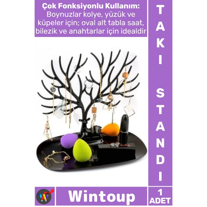 #TakıStandı Organizer Kolye Küpe Yüzük Saat Tutucu Masaüstü Düzenleyici Geyik Tasarımlı Takı Standı