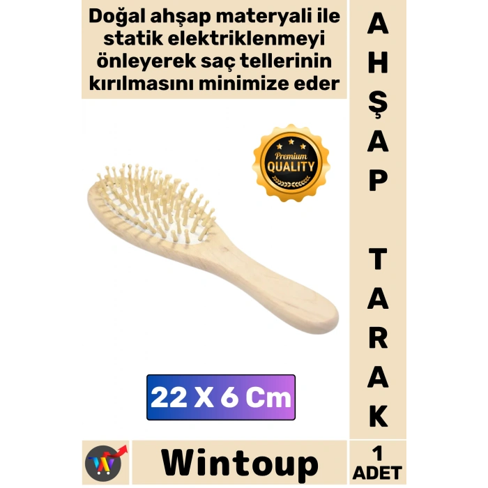 #Tarak Doğal Dayanıklı Estetik Fonksiyonel Saç Bakım Ergonomik 22x6 Cm Kaliteli Ahşap Fırça Tarak