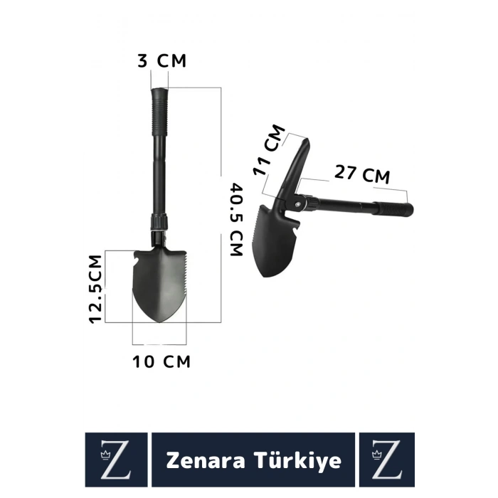 Taşınabilir Kamp Piknik Deprem Pusula Açacak Çok Amaçlı Çantalı Katlanabilir Mini Kazma Kürek Seti