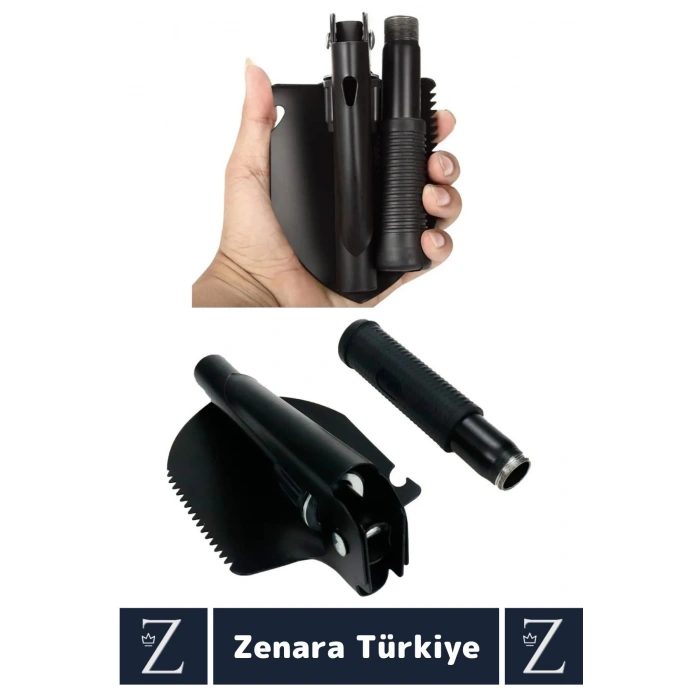 Taşınabilir Kamp Piknik Deprem Pusula Açacak Çok Amaçlı Çantalı Katlanabilir Mini Kazma Kürek Seti