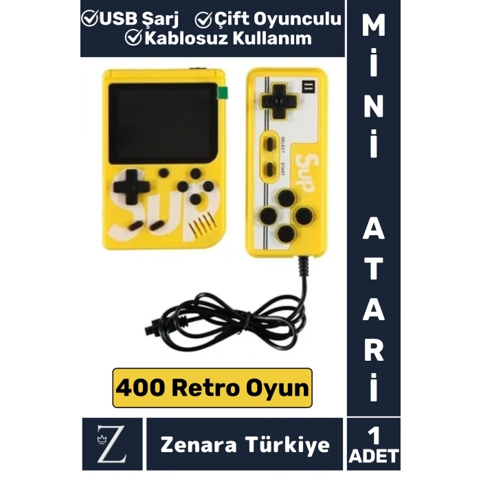Taşınabilir USB Şarjlı Çift Oyunculu Mario Street Fighter Nostalji Retro 400 Oyunlu Mini El Atarisi