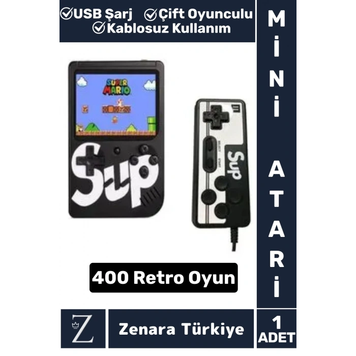 Taşınabilir USB Şarjlı Çift Oyunculu Mario Street Fighter Nostalji Retro 400 Oyunlu Mini El Atarisi
