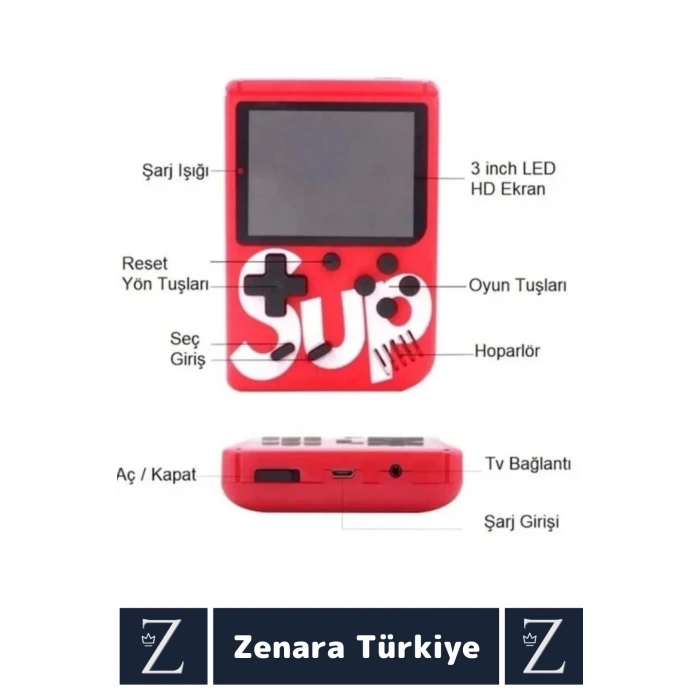 Taşınabilir USB Şarjlı Çift Oyunculu Mario Street Fighter Nostalji Retro 400 Oyunlu Mini El Atarisi