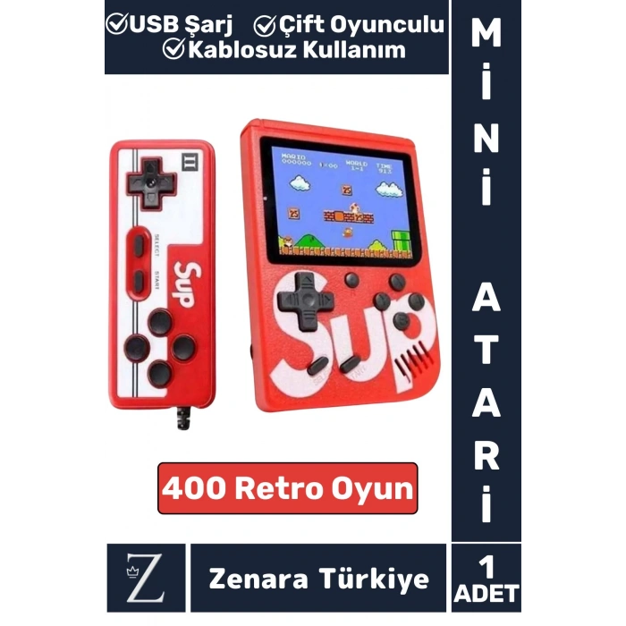 Taşınabilir USB Şarjlı Çift Oyunculu Mario Street Fighter Nostalji Retro 400 Oyunlu Mini El Atarisi