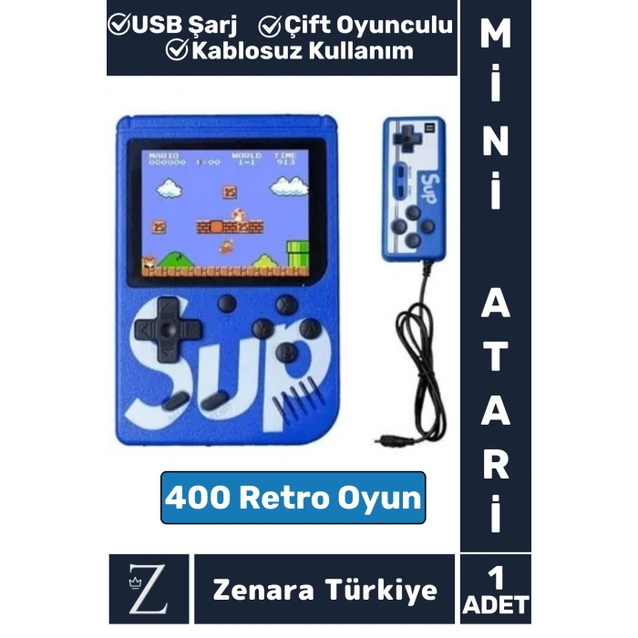 Taşınabilir USB Şarjlı Çift Oyunculu Mario Street Fighter Nostalji Retro 400 Oyunlu Mini El Atarisi