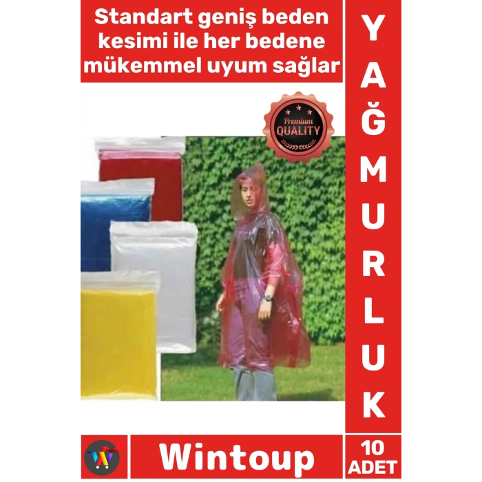 #Yağmurluk Su Geçirmez Şeffaf Standart Beden Kullan At Ekonomik Tek Kullanımlık Yağmurluk 10 Adet