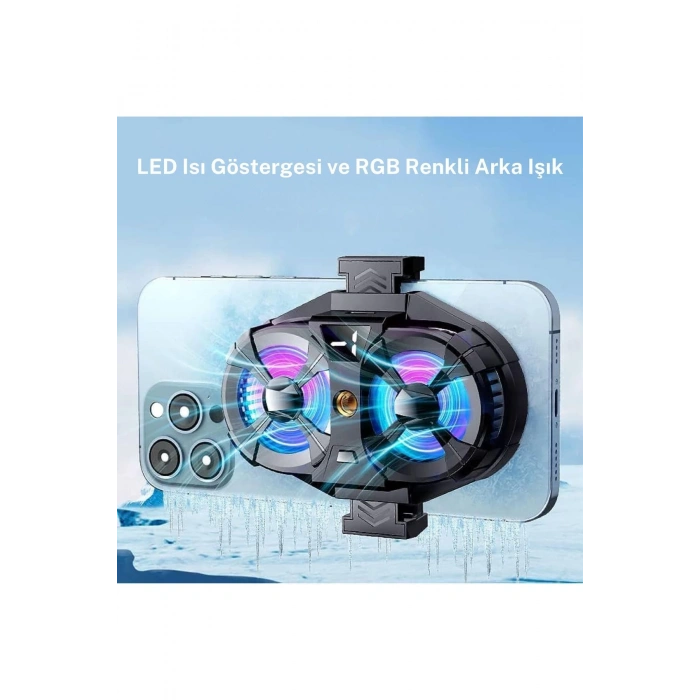 Telefon Soğutucu Çift Fanlı 3 Hız Kademeli RGB Işıklı HUAWEI Nova 9 Uyumlu