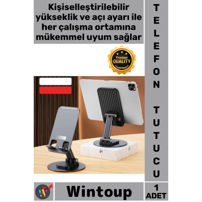 #TelefonTutucu 360 Derece Döner Yüksekliği Ayarlanır Masaüstü Katlanır Telefon Tablet Tutucu Stand