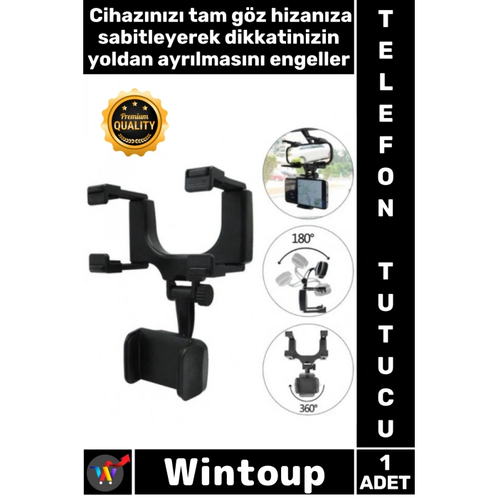 #TelefonTutucu 360 Derece Döner Evrensel Araç İçi Ayarlı Araba Dikiz Aynasına Takılan Telefon Tutucu