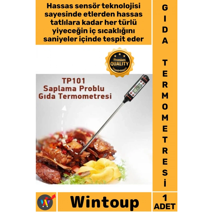 #Termometre Dijital Hassas Çelik Sensörlü Mutfak Barbekü Süt Su Yemek Sıcaklık Ölçer Et Termometresi
